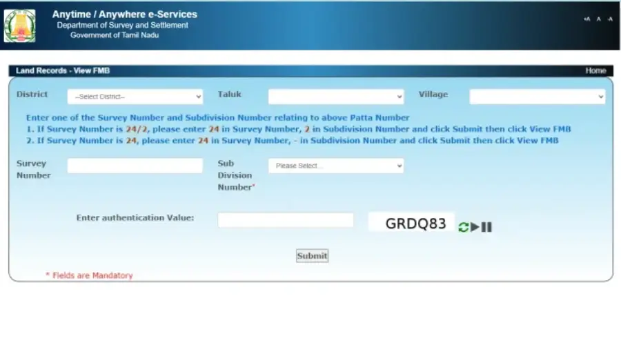 Land records-view fmb form