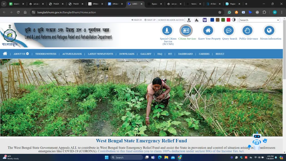 land & land reform and refugee relief and rehabiliation department