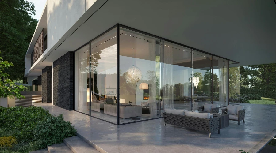 5. Floor-to-ceiling Windows Box Type House Design
