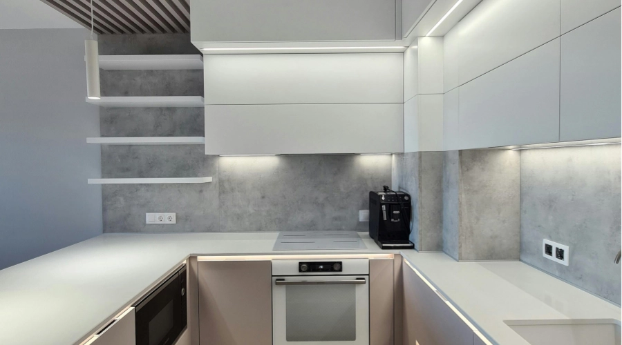 Modern Countertop Design in White For Minimal Kitchens