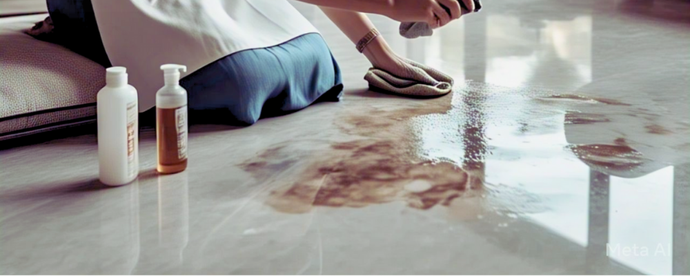 how to clean marble floor stains