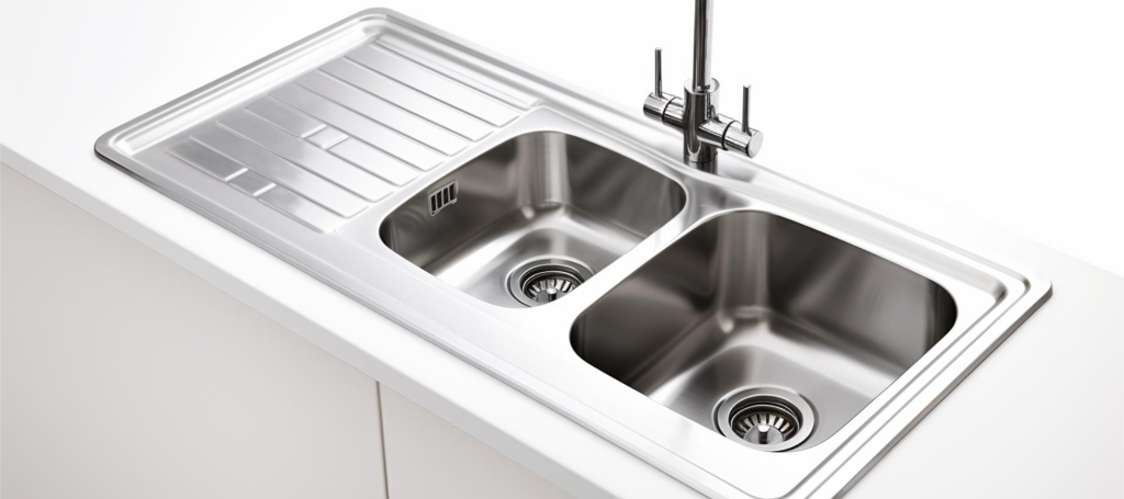 double bowl sink with drainboard