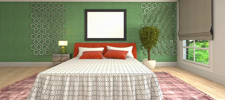 Green colour bedroom wall