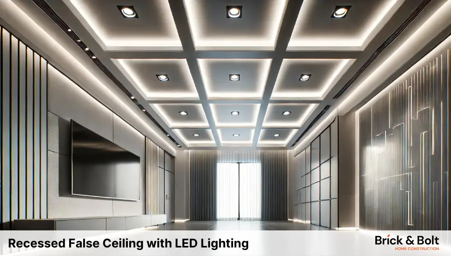 Recessed False Ceiling with LED Lighting