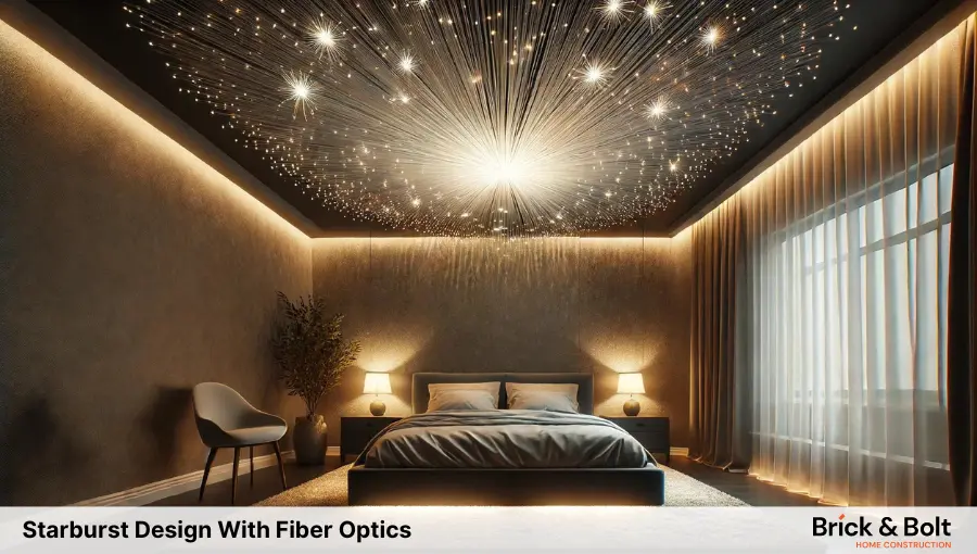 Starburst Design With Fiber Optics false ceiling design for bedroom