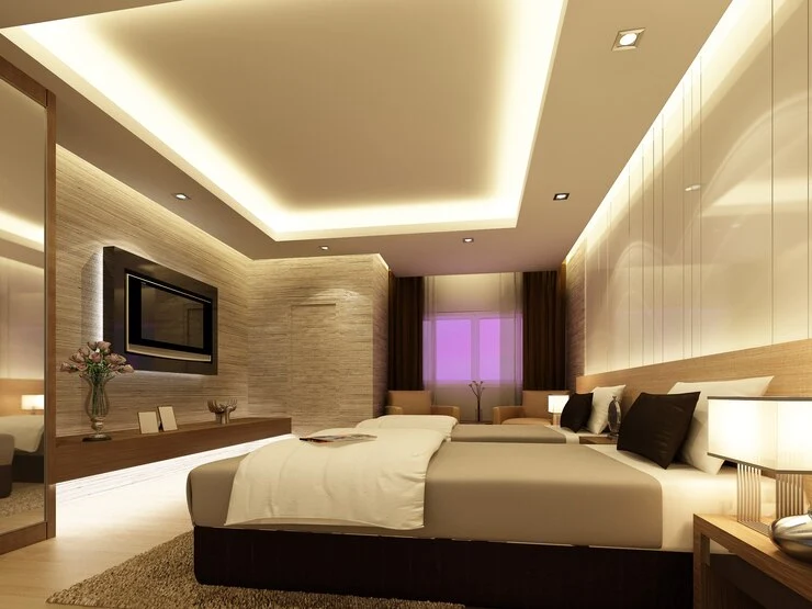 Small bedroom ceiling design String Lights 