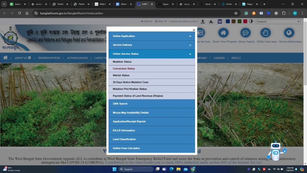 converion status - Checking Land Conversion Status 
