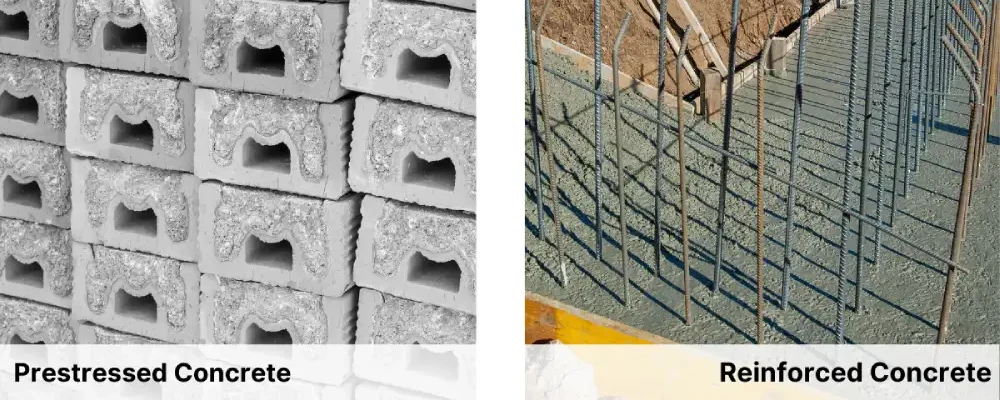 Difference between prestressed concrete and reinforced concrete